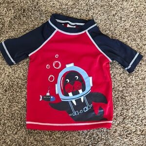 Gymboree Red and Blue Rashguard with Astronaut Design